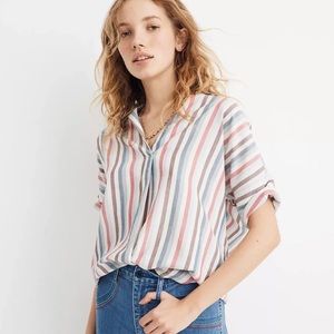 Courier button-back striped shirt